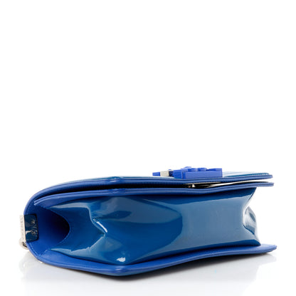 Chanel Patent Calfskin Quilted Small Plexiglass Boy Flap Blue 4 of 20