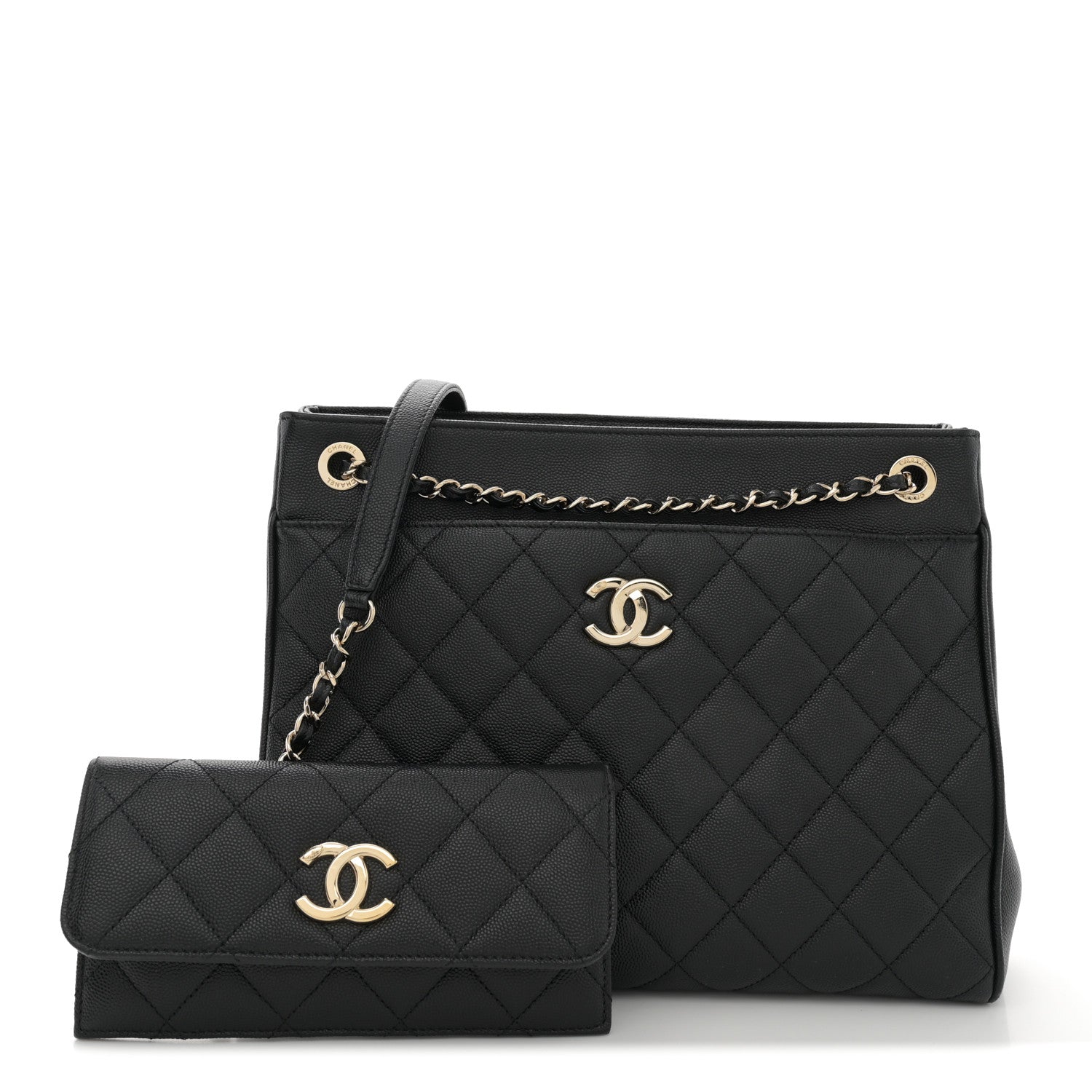 Chanel Caviar Quilted In Out Flap Shopping Tote Black 3 of 13