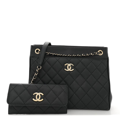 Chanel Caviar Quilted In Out Flap Shopping Tote Black 3 of 13
