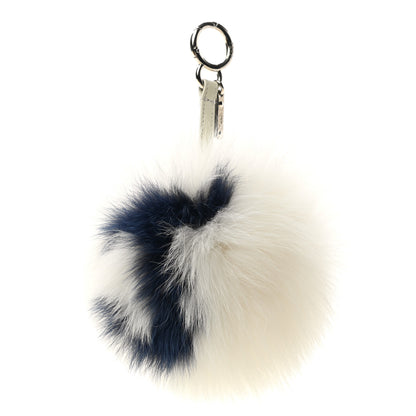 Fendi Fox Fur Shiny Nappa Bi-Color J ABCharm Bag Charm White Blue 1 of 4