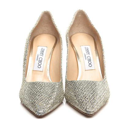 Jimmy Choo Glitter Fabric Romy 85 Pumps 36.5 Champagne 5 of 10