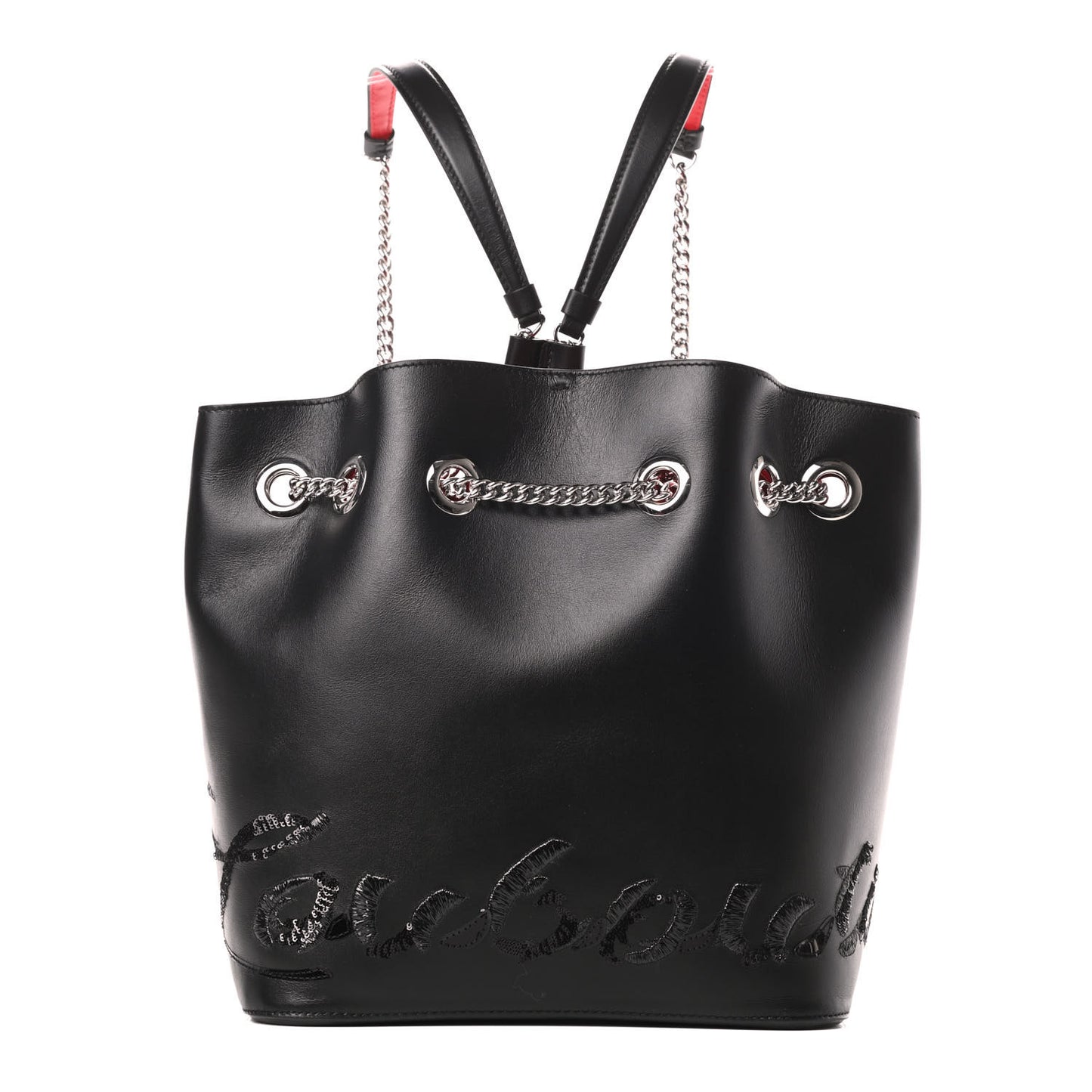 Calfskin Paris Marie Jane Logo Backpack Black