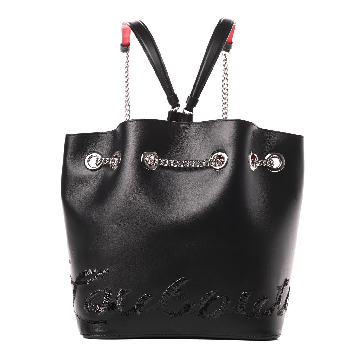 Christian Louboutin Calfskin Paris Marie Jane Logo Backpack Black 1 of 14