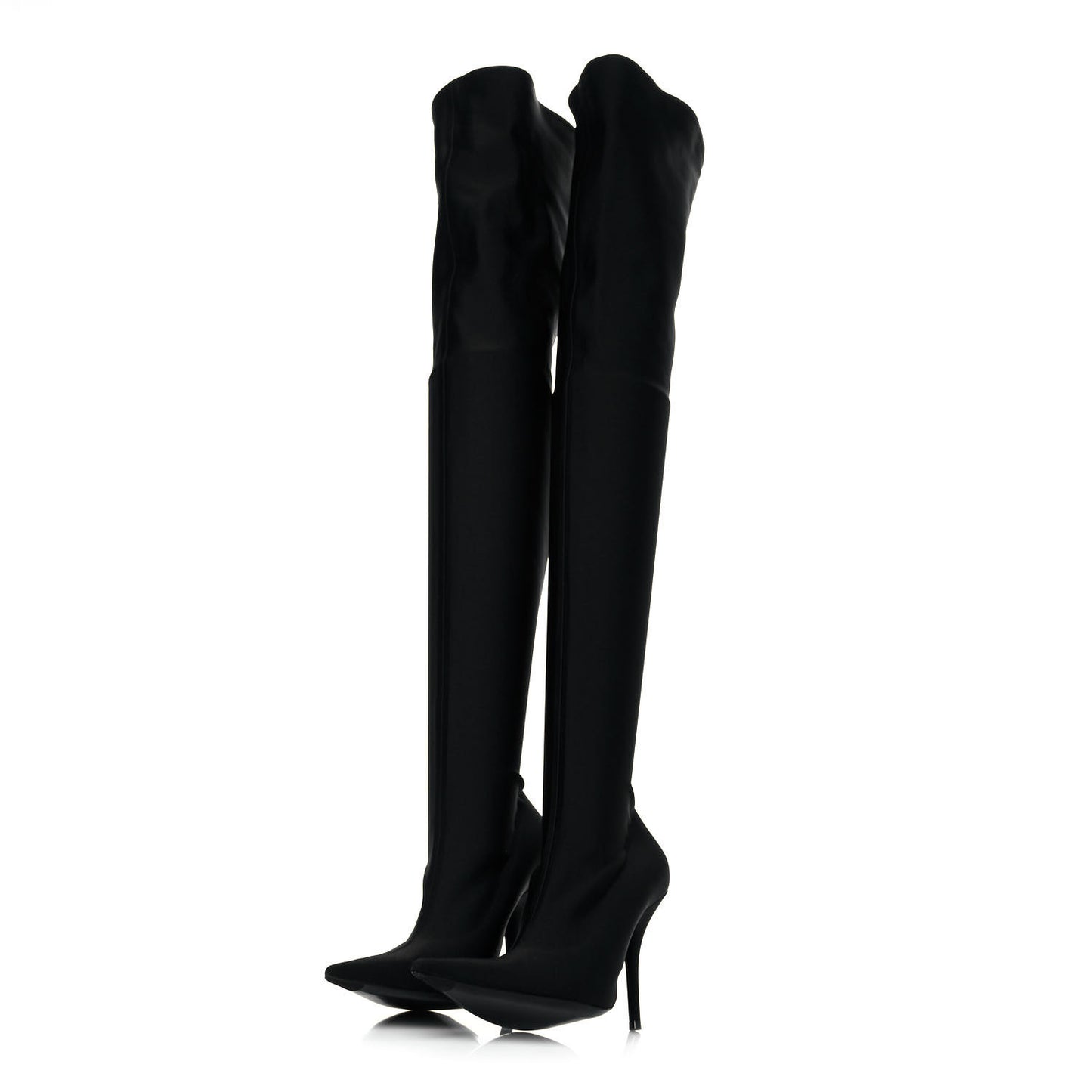 Spandex Pointed Toe Knife Thigh High Boots 36 Black