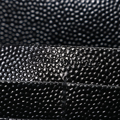 Saint Laurent Grain De Poudre Matelasse Chevron Monogram Monochrome Chain Wallet Black 7 of 10
