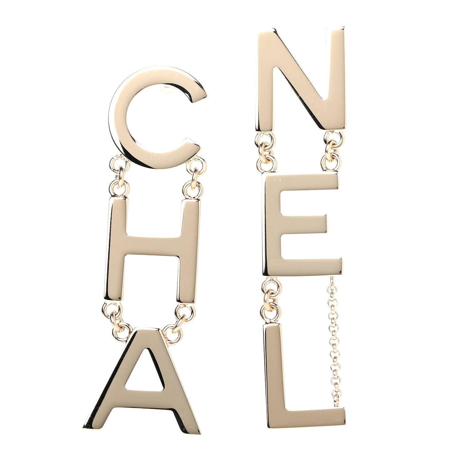 Chanel Metal Cha-Nel Logo Drop Earrings Gold 1 of 4