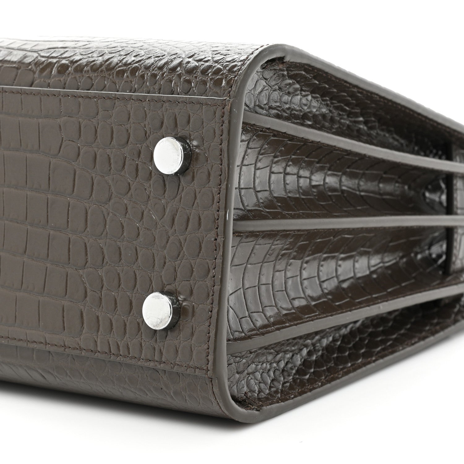 Saint Laurent Calfskin Crocodile Embossed Baby Sac De Jour Dark Brown 9 of 13