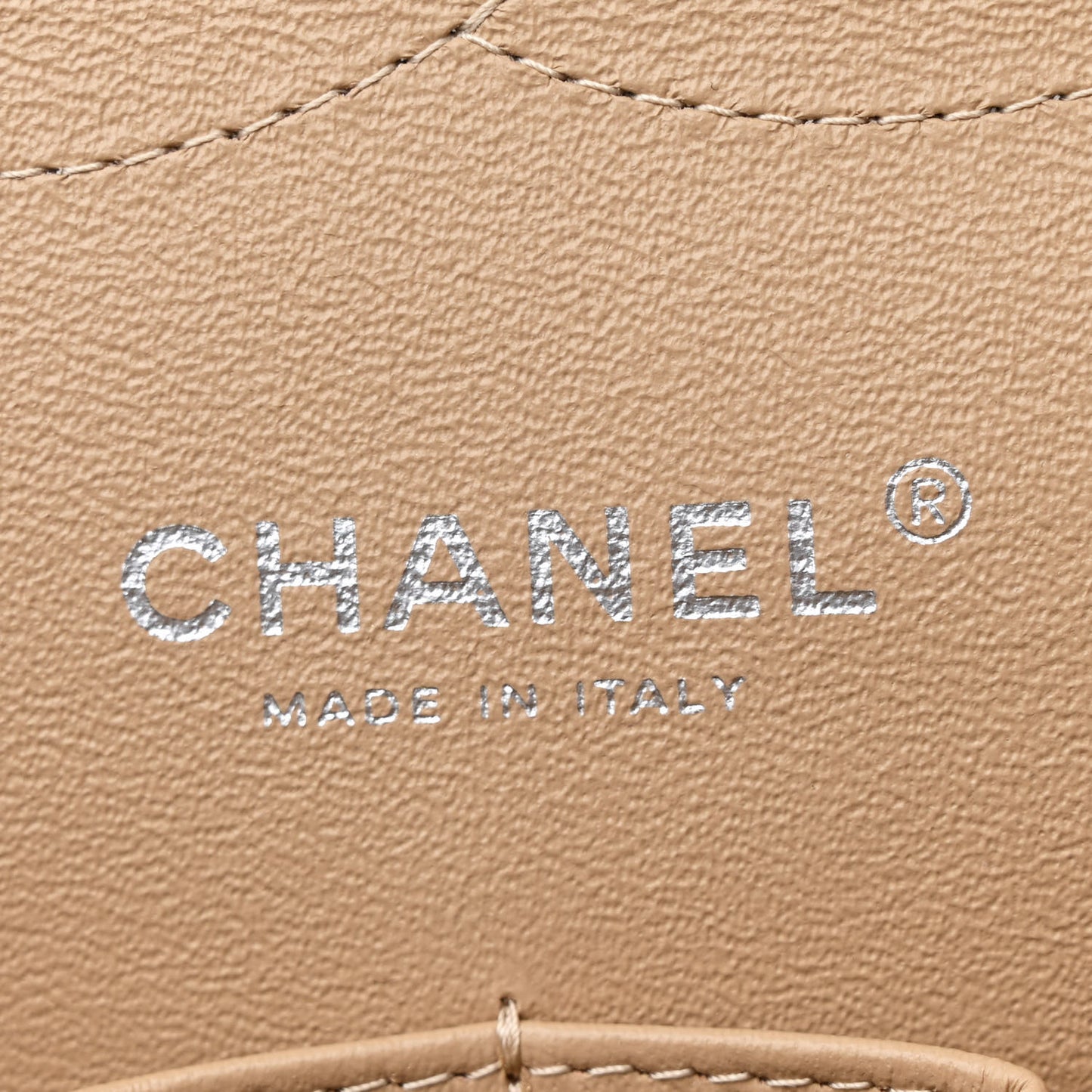 Patent Quilted Jumbo Double Flap Beige