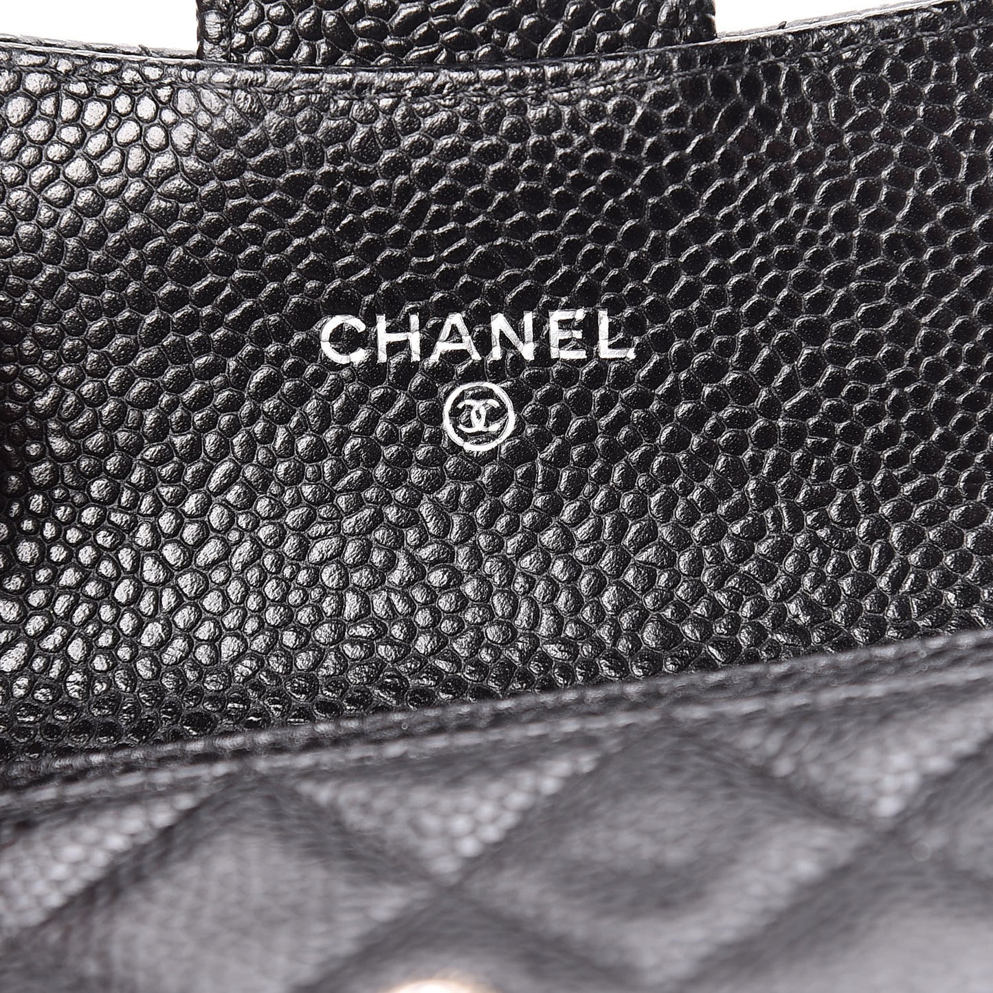 Caviar Quilted Flap Card Holder Black