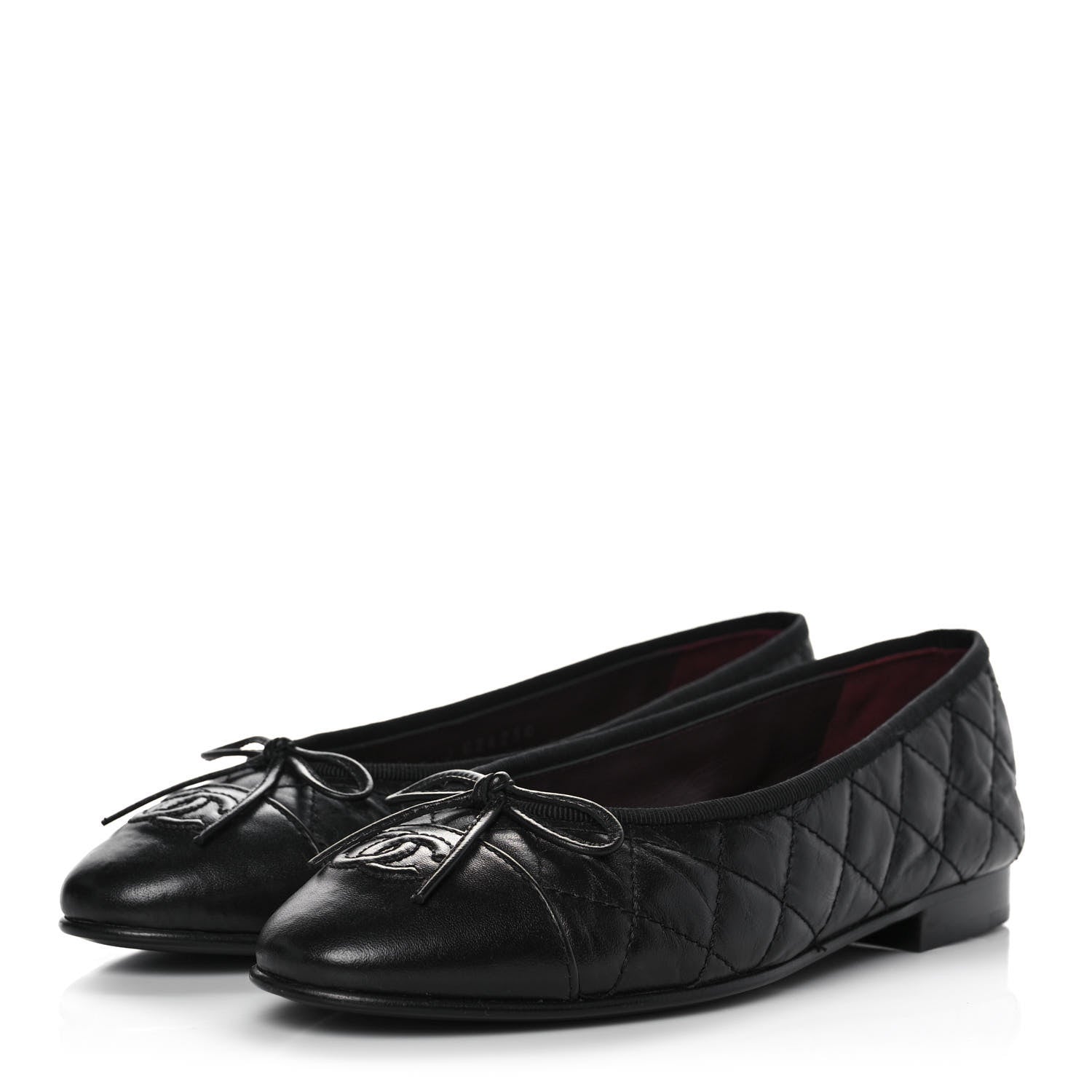 Chanel Aged Calfskin Quilted CC Cap Toe Ballerina Flats 36 Black 3 of 10