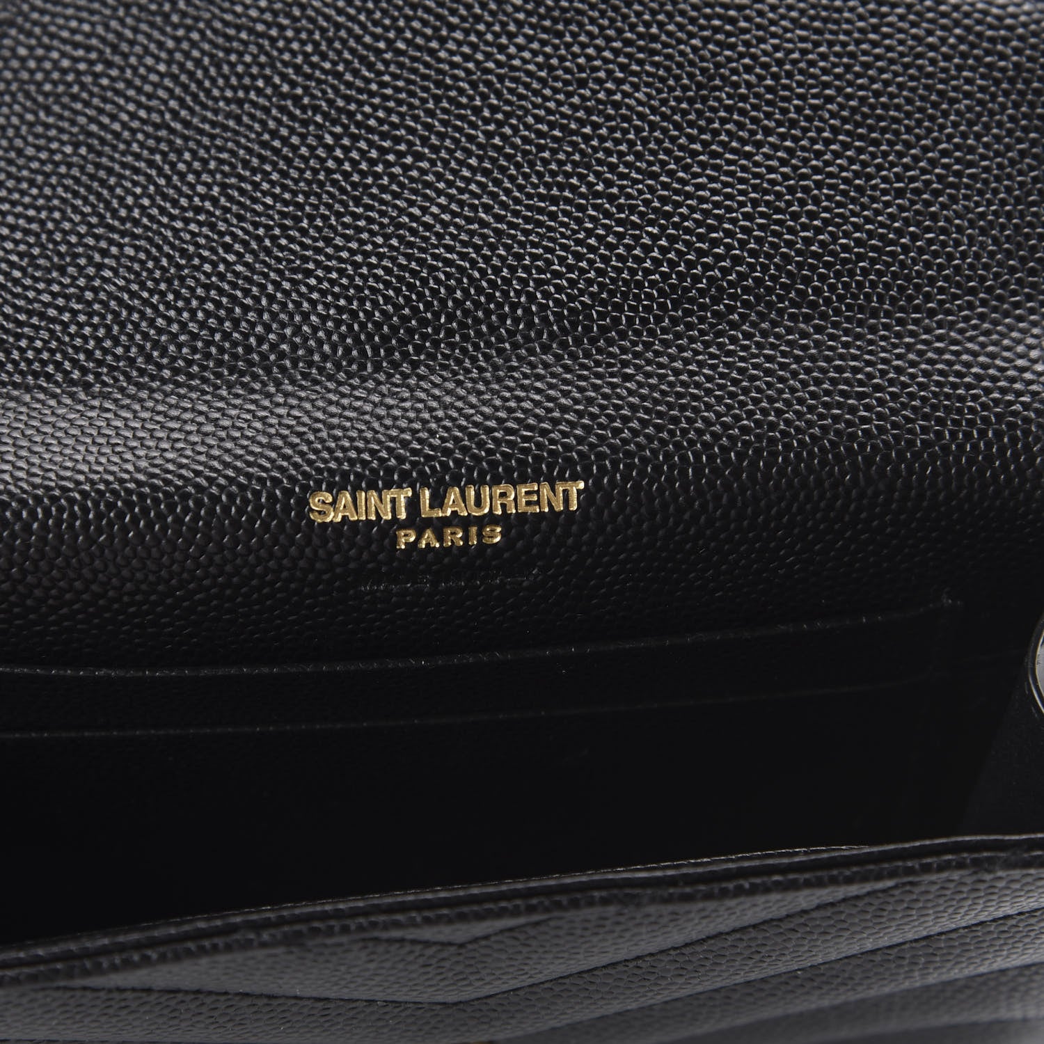 Saint Laurent Grain De Poudre Matelasse Chevron Small Monogram Envelope Wallet Black 9 of 11
