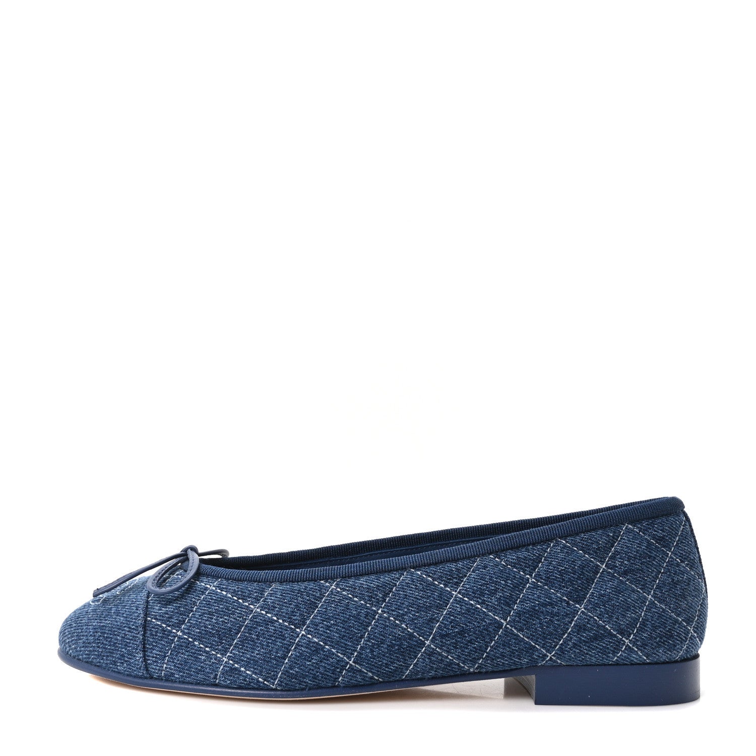 Chanel Washed Denim Quilted Cap Toe CC Ballerina Flats 37 Blue 1 of 10
