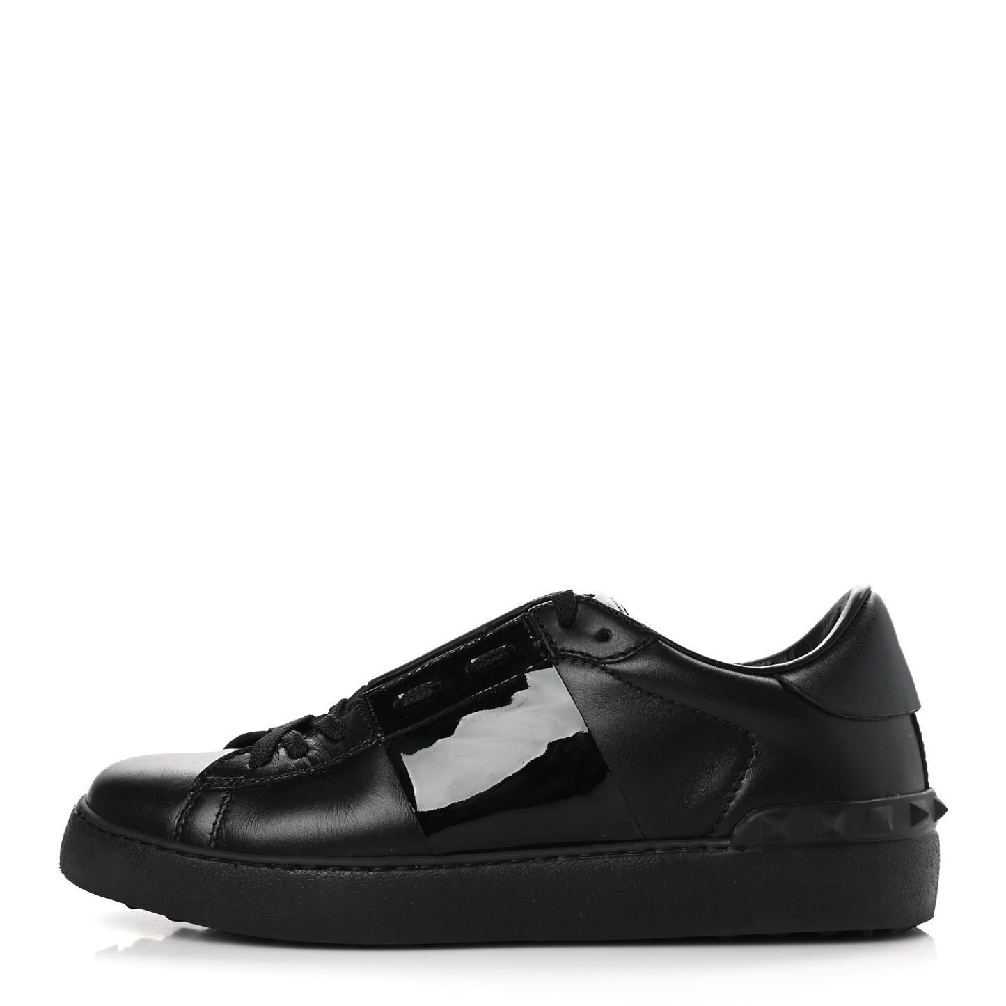 Calfskin Rockstud Untitled Open Sneakers 40 Black