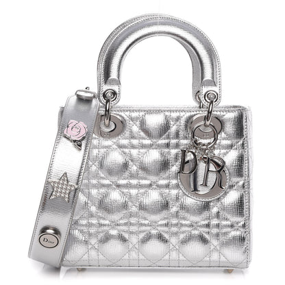 Christian Dior Metallic Grained Calfskin Cannage Small Lucky Badges My Lady Dior Silver 1 of 8