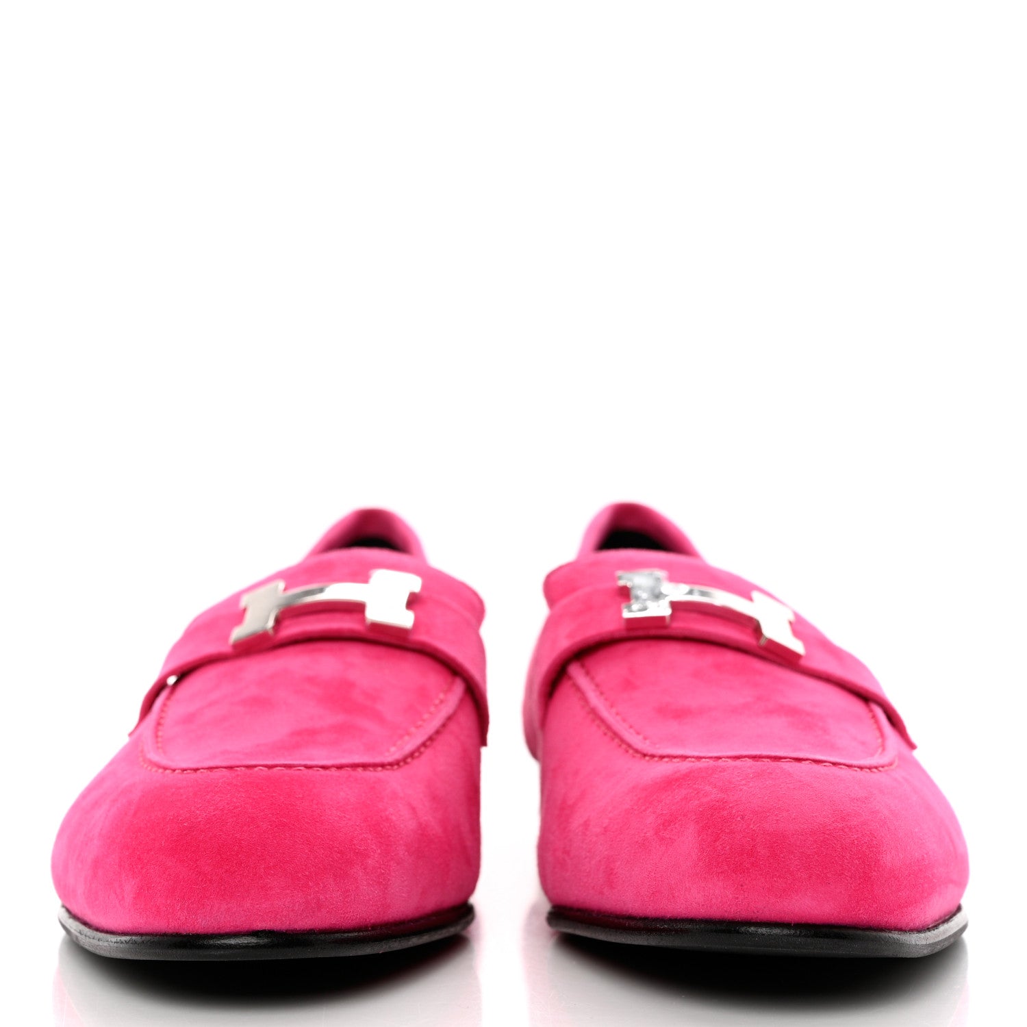Hermes Suede Goatskin Paris Loafers 41 Rose Fuchsia 2 of 9