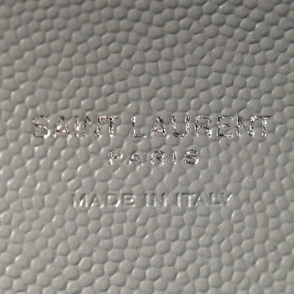 Saint Laurent Grain De Poudre Textured Mixed Matelasse Triquilt Monogram Clutch New Stone Grey 6 of 13