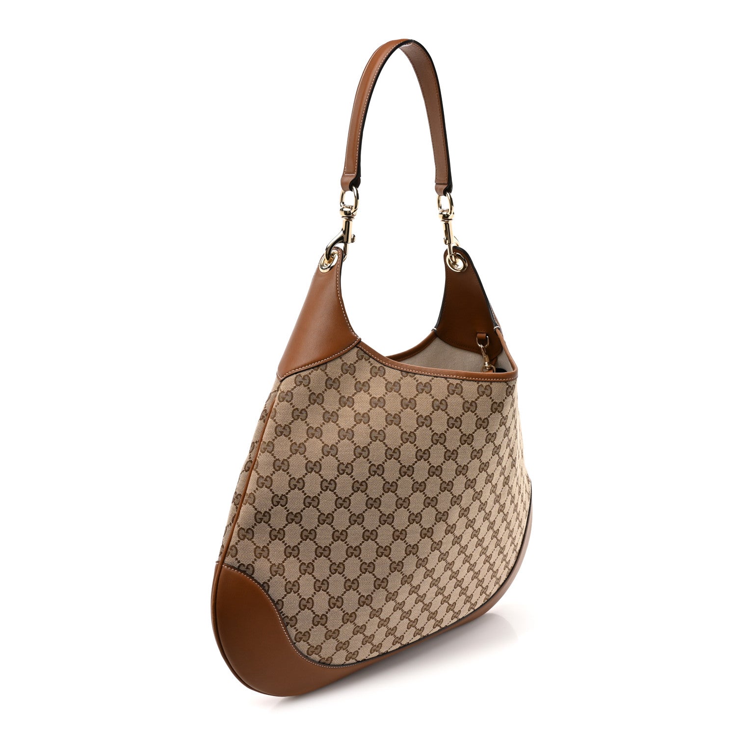 Gucci GG Supreme B Large Shoulder Bag Beige Dark Brown 4 of 13