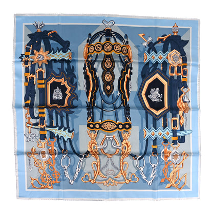 Hermes Silk Brides Et Destin Scarf 90 Blue Jean Mordore Ciel 1 of 3