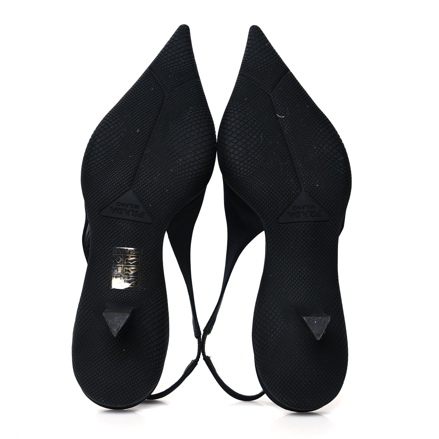 Nylon Logo Pointed Toe 45mm Slingback Pumps 37 Black