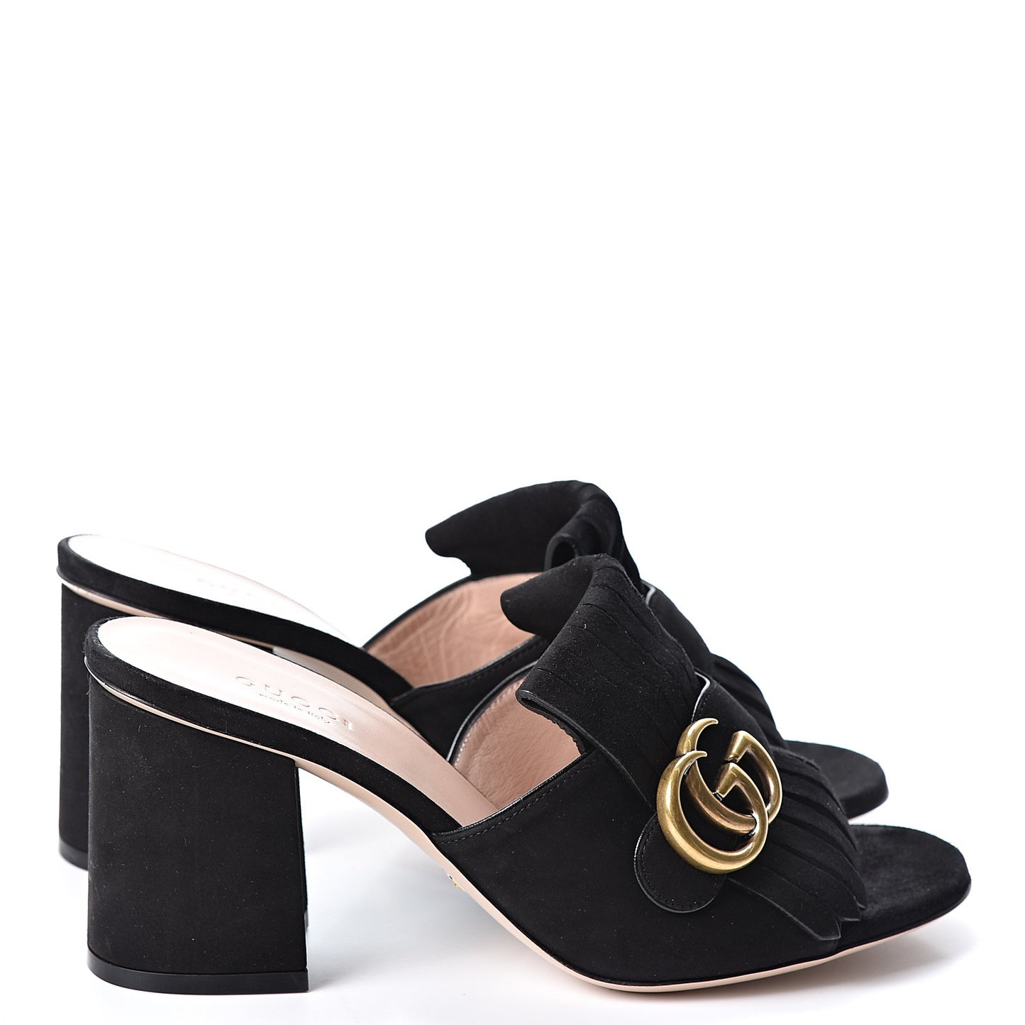 Kid Scamosciato GG Marmont Fringe 75mm Slide Sandals 37.5 Black