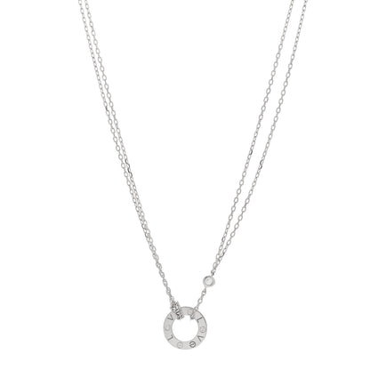 Cartier 18K White Gold 2 Diamond LOVE Necklace 1 of 6