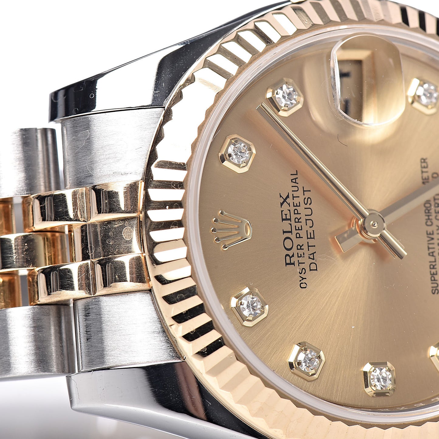 Stainless Steel 18K Yellow Gold Diamond 31mm Oyster Perpetual Datejust Watch Champagne 178273