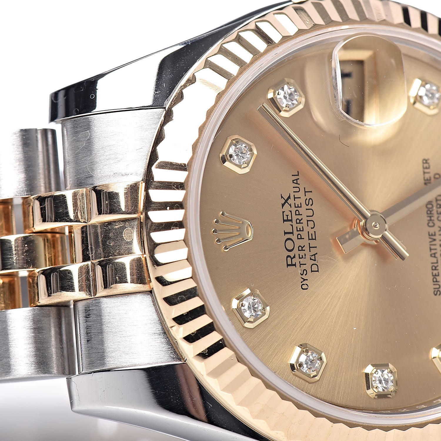 Rolex Stainless Steel 18K Yellow Gold Diamond 31mm Oyster Perpetual Datejust Watch Champagne 178273 7 of 10