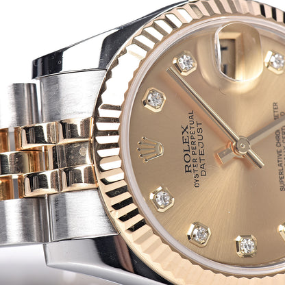 Rolex Stainless Steel 18K Yellow Gold Diamond 31mm Oyster Perpetual Datejust Watch Champagne 178273 7 of 10