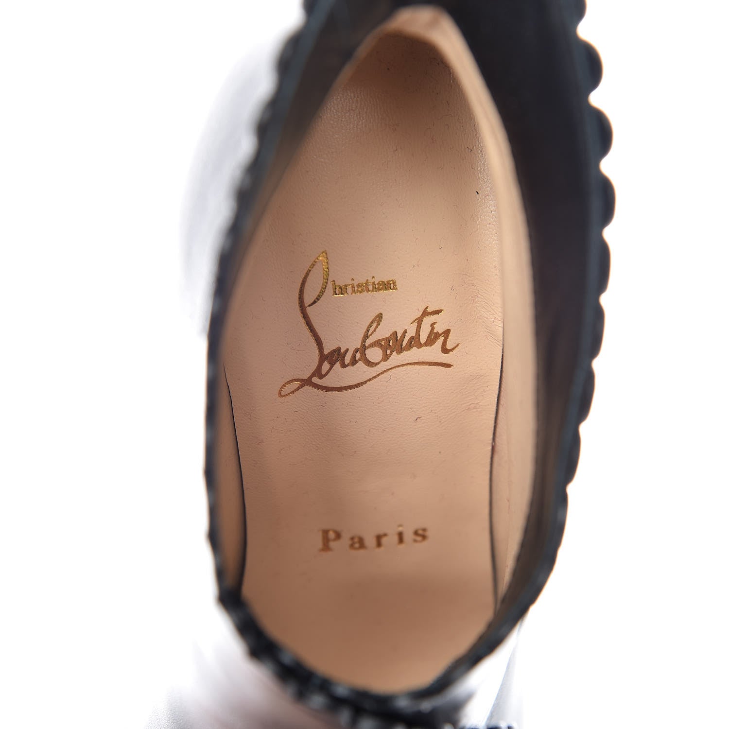 Christian Louboutin Lambskin Deguise Scalloped Button 100 Peep Toe Booties 36 Black 8 of 12