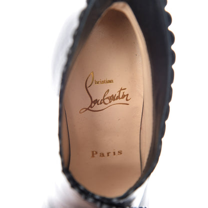 Christian Louboutin Lambskin Deguise Scalloped Button 100 Peep Toe Booties 36 Black 8 of 12