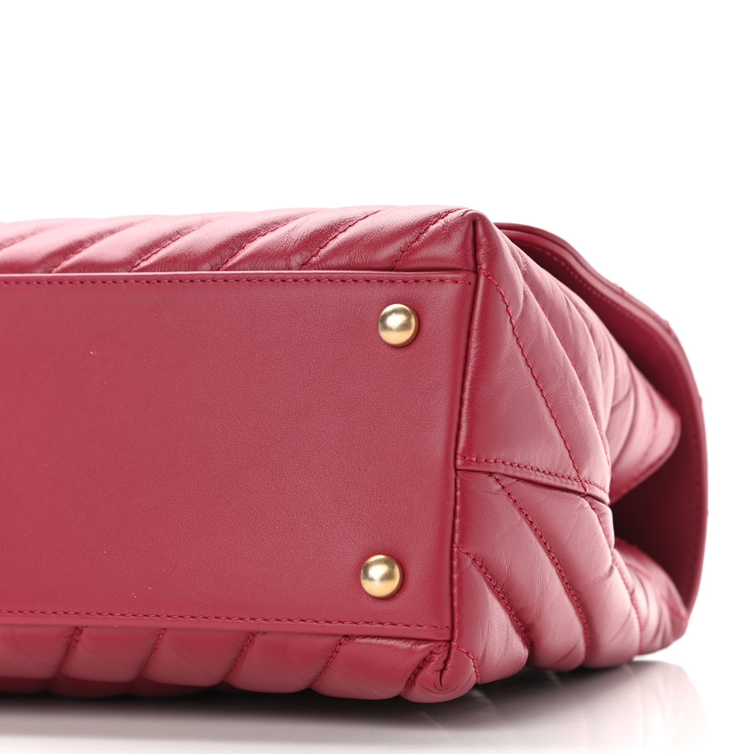 Chanel Calfskin Chevron Quilted Small Coco Handle Flap Dark Fuchsia 10 of 11