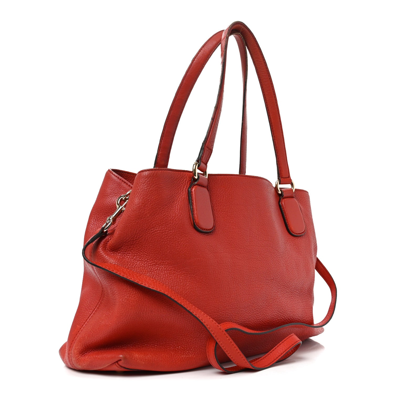 Gucci Pebbled Calfskin Medium Soho Chain Shoulder Bag Tabasco Red 3 of 12