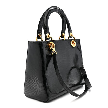 Christian Dior Lizard Medium Lady Dior Black 3 of 12