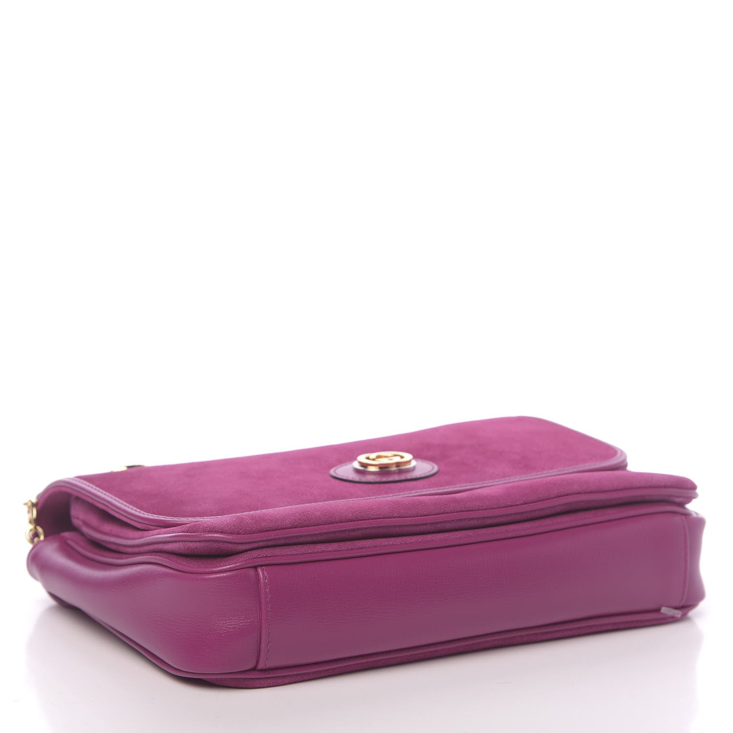 Gucci Suede Azalea Calfskin Small Marina Chain Shoulder Bag Fucsia 4 of 10