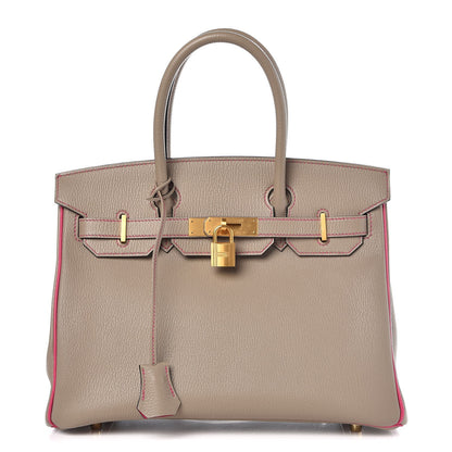 Hermes Chevre Mysore Horseshoe Birkin 30 Gris Tourterelle Rose Tyrien 1 of 32