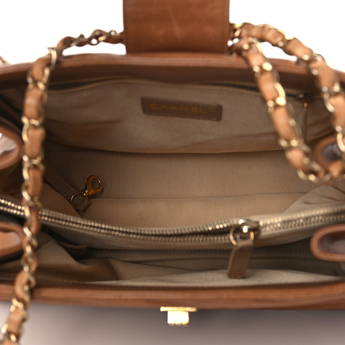 Calfskin Chevron Quilted Gabrielle Tote Beige