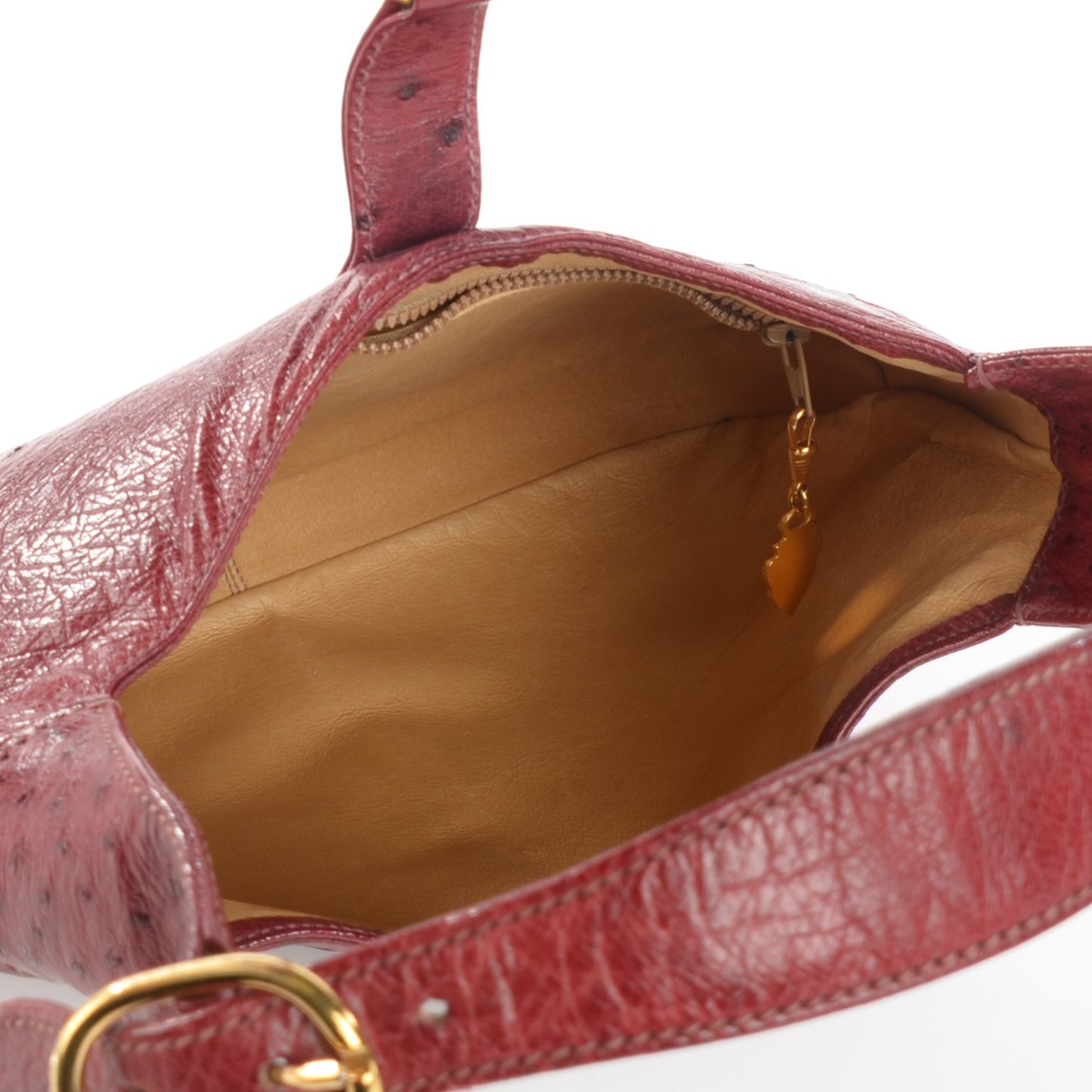 Ostrich Jackie Medium Shoulder Hobo Red