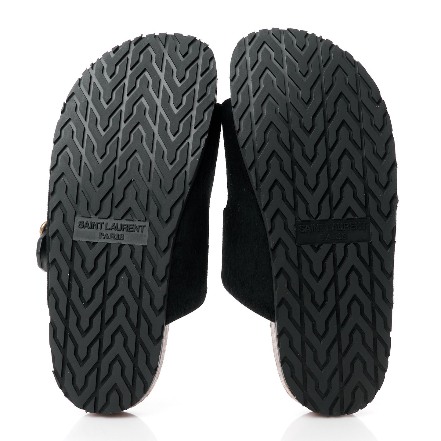 Calf Hair Jimmy Cross Slides 37 Black