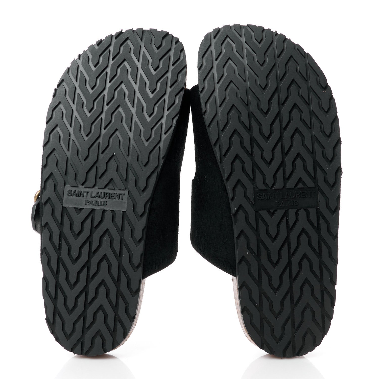Saint Laurent Calf Hair Jimmy Cross Slides 37 Black 5 of 8