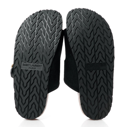 Saint Laurent Calf Hair Jimmy Cross Slides 37 Black 5 of 8