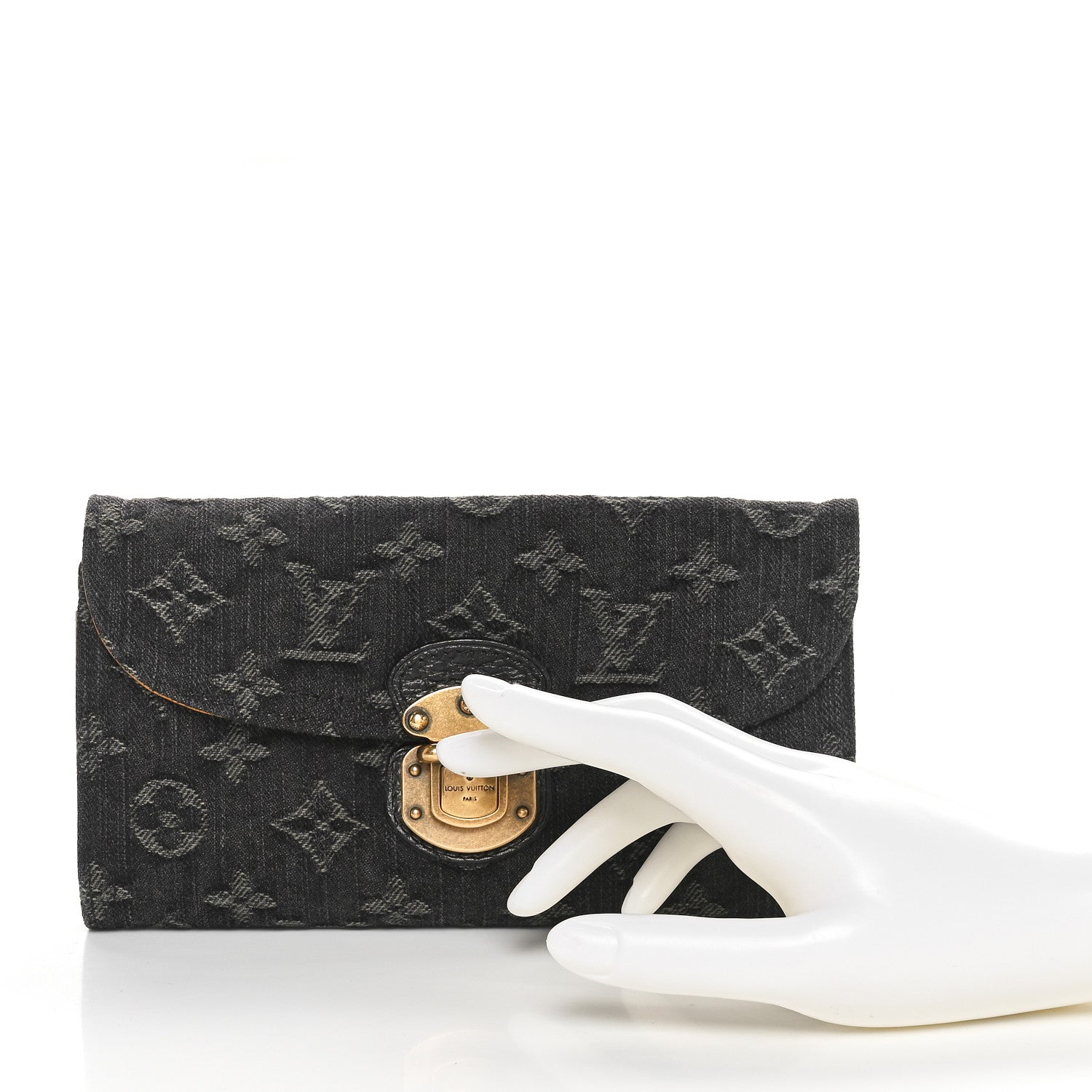 Louis Vuitton Denim Amelia Wallet Black 2 of 10