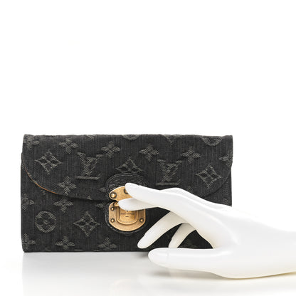 Louis Vuitton Denim Amelia Wallet Black 2 of 10