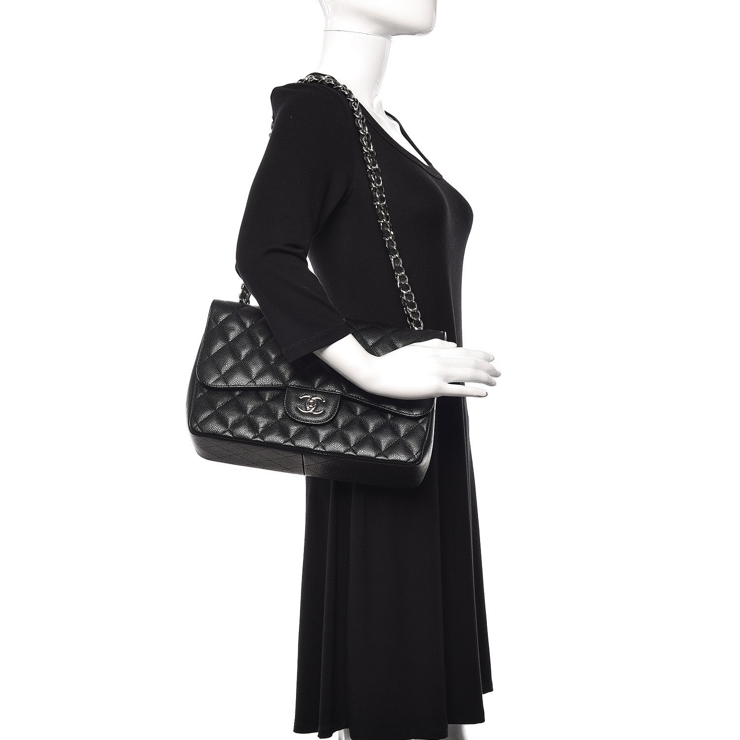 Chanel Caviar Quilted Jumbo Double Flap Black 2 of 11