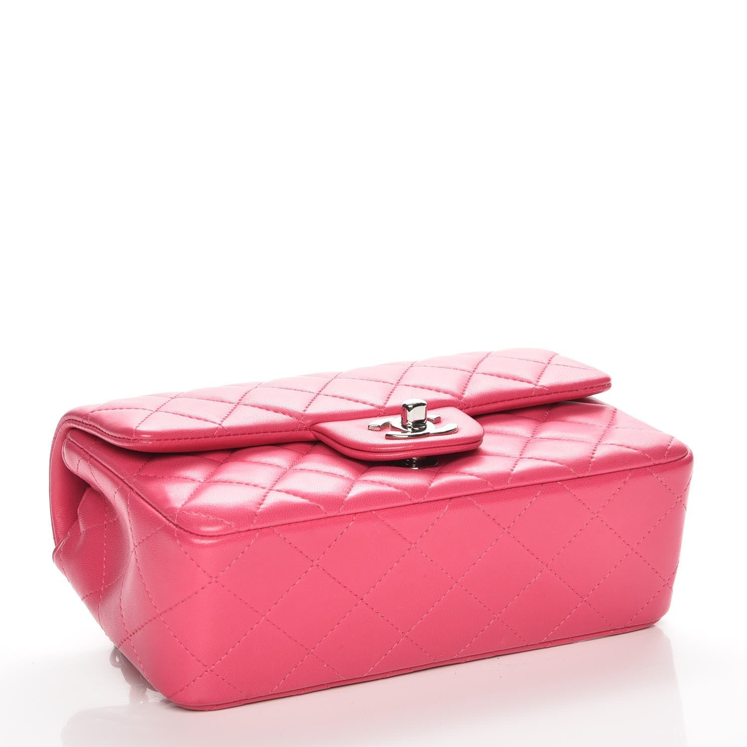 Chanel Lambskin Quilted Mini Rectangular Flap Dark Pink 4 of 7