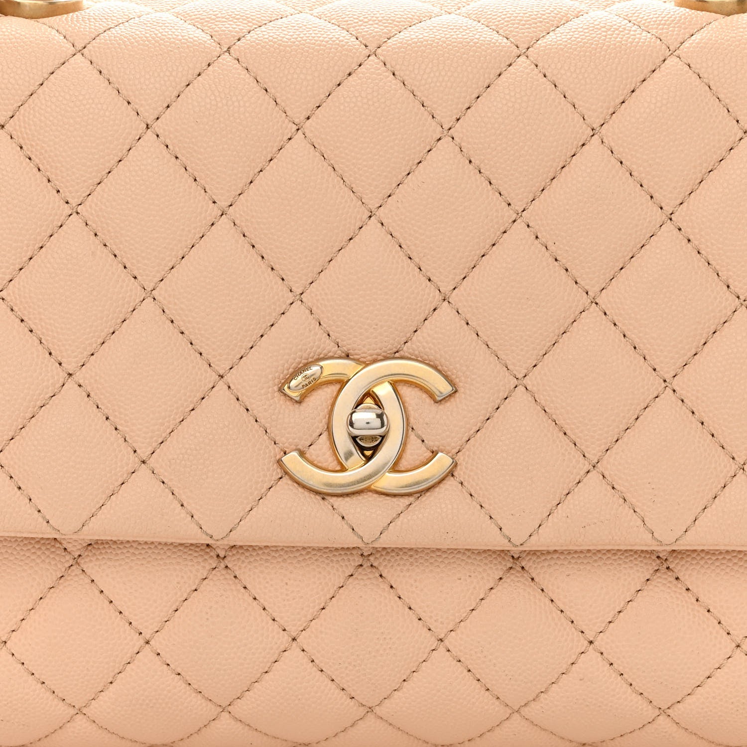 Chanel Caviar Quilted Small Coco Handle Flap Beige 8 of 13