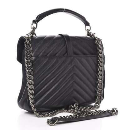 Saint Laurent Sheepskin Matelasse Chevron Monogram Medium College Bag Black 3 of 15