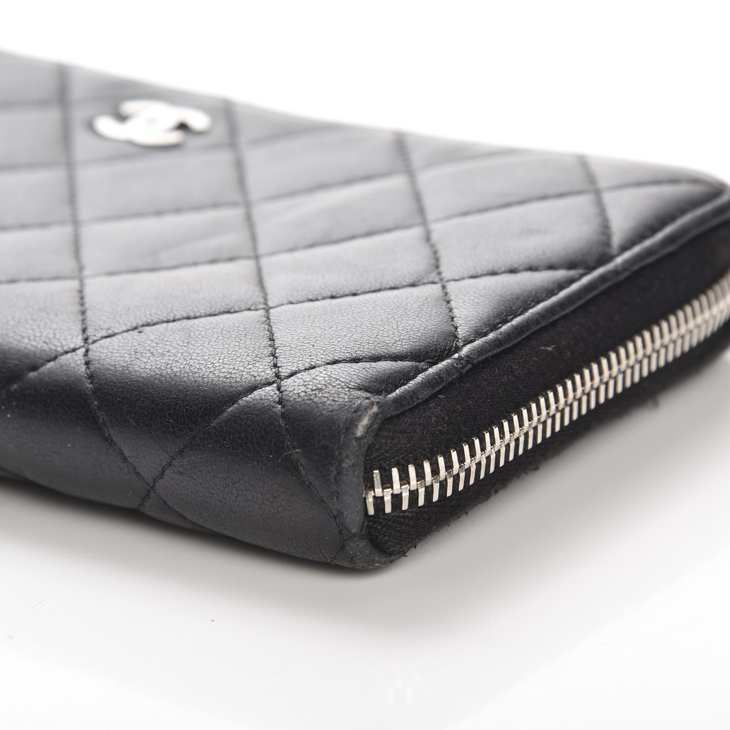 Chanel Lambskin Quilted Large Gusset Zip Around Wallet Black 10 of 10