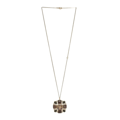 Chanel Gripoix Glitter Crystal CC Pendant Necklace Gold Multicolor 3 of 5