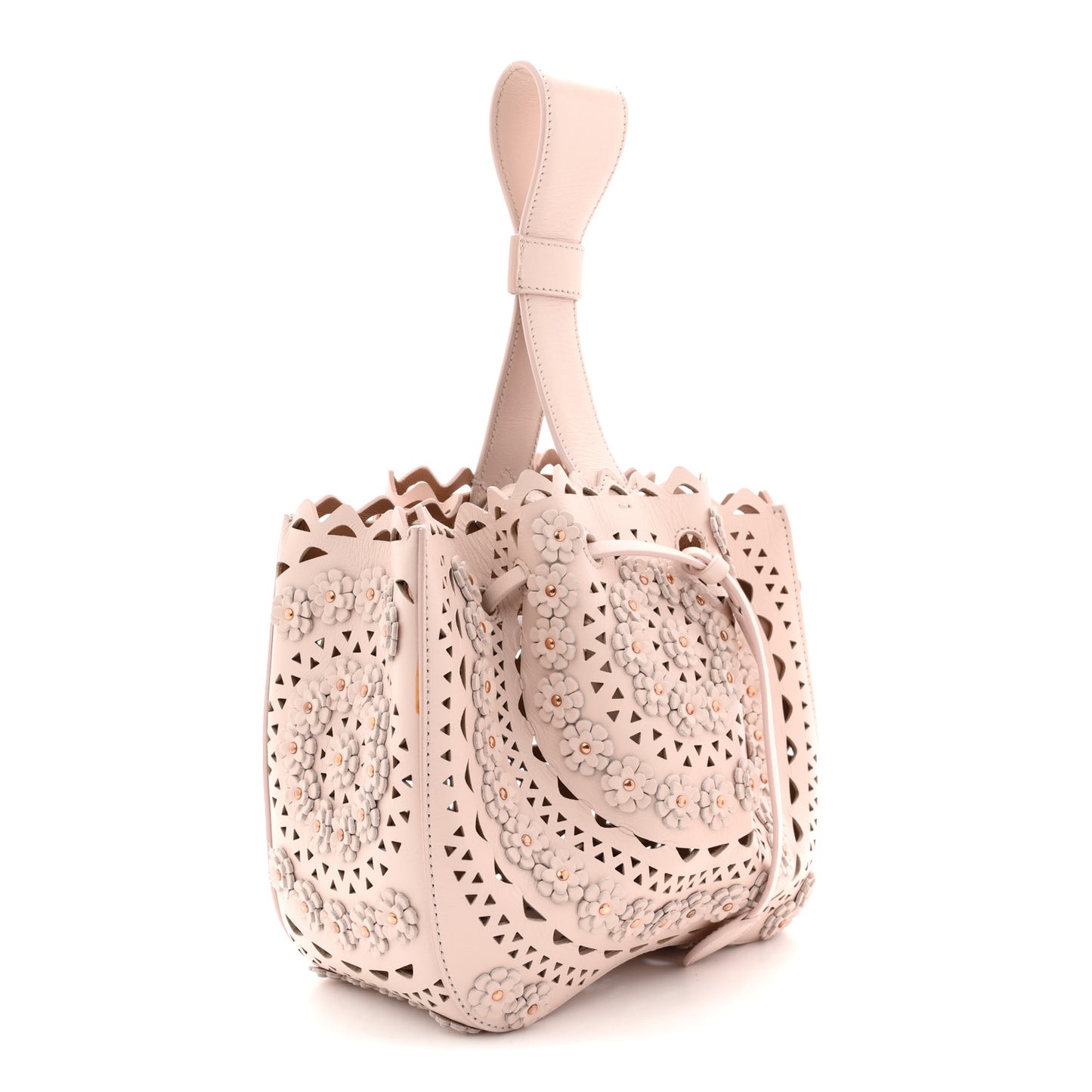 Calfskin Laser Cut Floral Studded Rose-Marie 19 Bag Sable