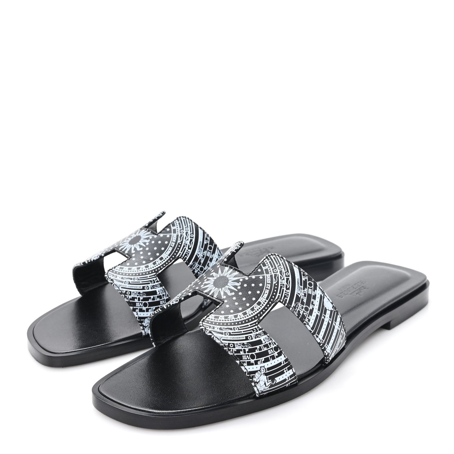 Calfskin Astrologie Bandana Oran Sandals 35.5 Black White